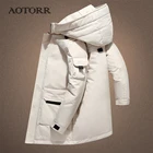 Длинный пуховик на белом утином пуху, Мужская теплая зимняя верхняя одежда, мужской пуховик с капюшоном, Толстая Повседневная мужская верхняя одежда, термальный Водонепроницаемый 4XL