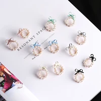 hot summer lovely colourful bow earrings for women geometry circle simulated pearl stud earrings brincos jewelry