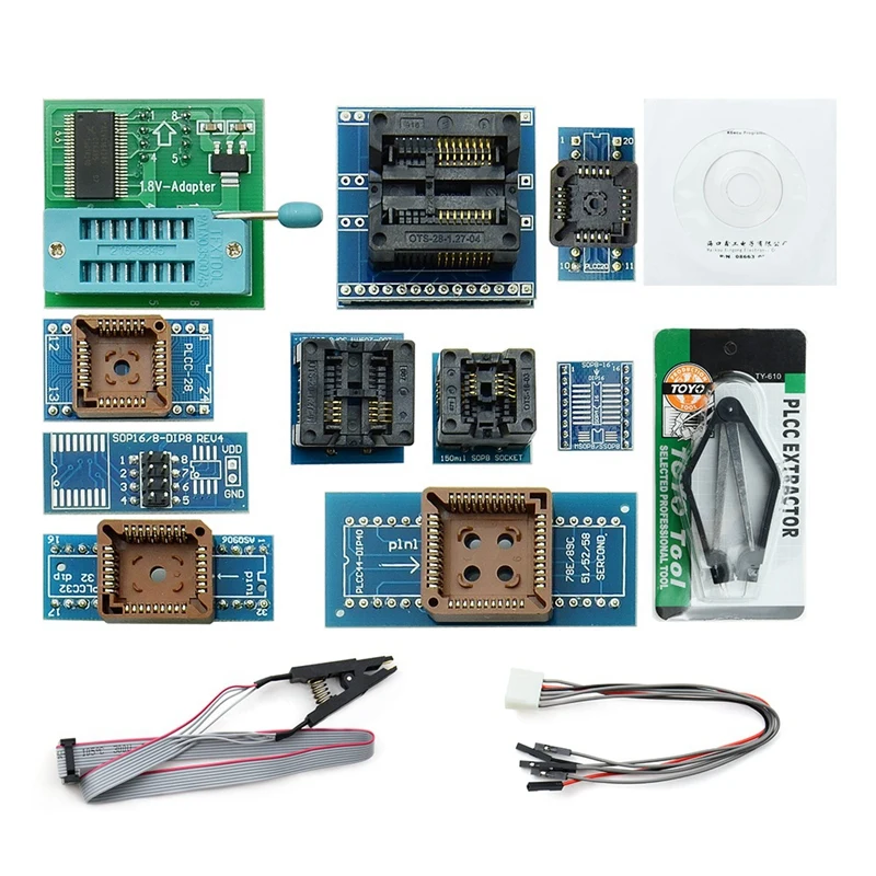 V8.33 Tl866Ii Plus Usb универсальный Bios Nand Flash 24 93 25 Mcu программатор + 12 адаптеров |