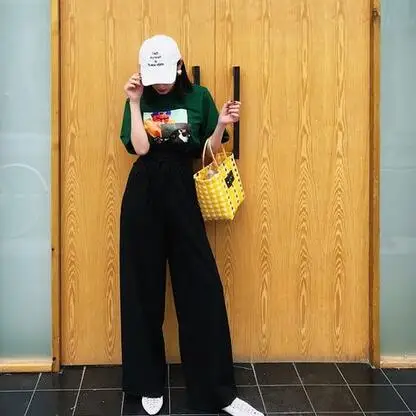 Tunic Wide Leg Pants Female High Waist Lace Up Maxi Trousers Large Size 2020 Summer Women OL Clothing DC594 | Женская одежда