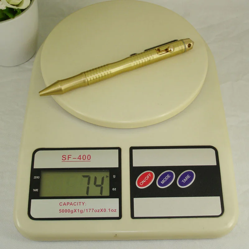 

Brass Tactical Pen 74g Heavy Survival Self Defense Pen with Ball Pen and Glass breaker Tool for Outing Camping Gold Pens