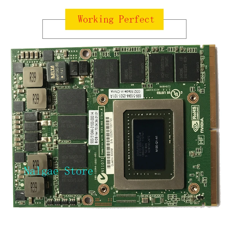 Оригинальный Квадро 3000 м Q3000M VGA графической видеокарты 2Гб для Dell Precision M6600 M6700 M6800 HP 8760W 8770W 8740W N12E-Q1-A1