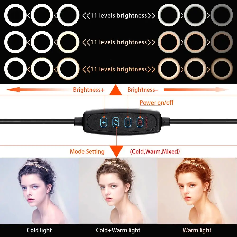 fosoto 10 inch Led Selfie Ring Light Flash Ring lamp Video Light Dimmable Photography Light With Tripod Stand For Phone Youtube