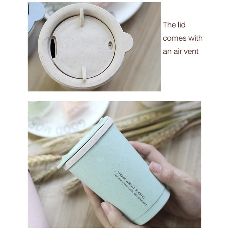 

280ml Straw Fibre Plastics Environmentally Friendly Wheat Straw Cup Office Travel Coffee Cup Simple Large Capacity Water Bottle