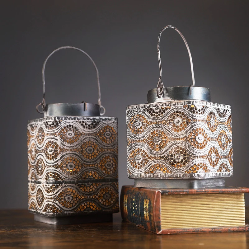 Винтаж лампа подсвечник полый узор подвесной светильник в стиле ретро