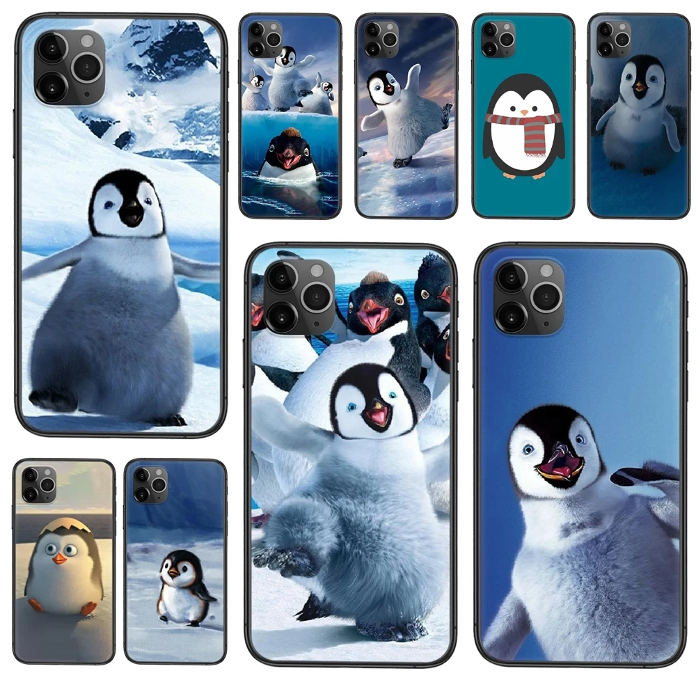 Недорогой детский черный чехол счастливые ноги милый мультяшный Пингвин для iPhone