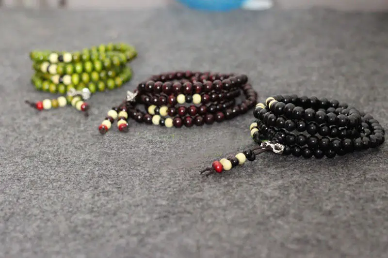 Тибетский буддизм 108 деревянный молитвенный бисер Vajra с кисточками Мала ожерелье