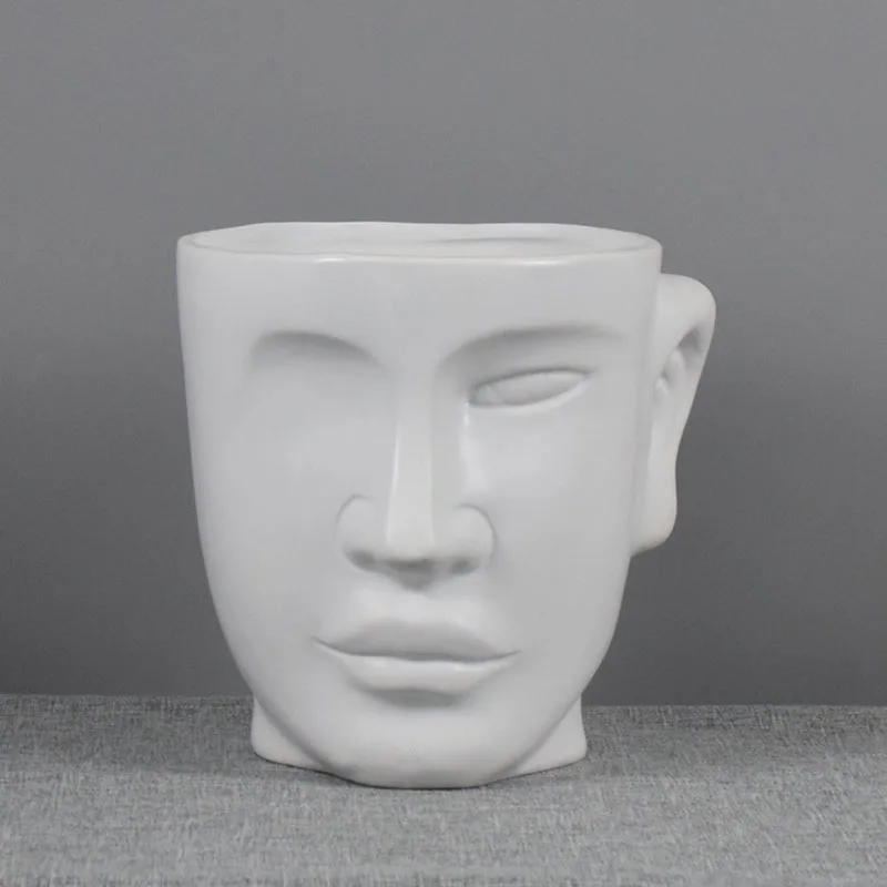 Керамический цветочный горшок с изображением лица человека Аватар суккулент