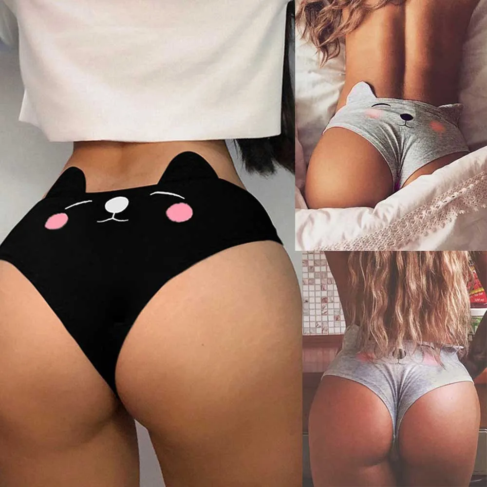 

Cotton Panties Women's Underwear Sexy Funny Cat Ear Lingerie High Waist G-string Briefs Sexy Panties T string Thongs Comfortable