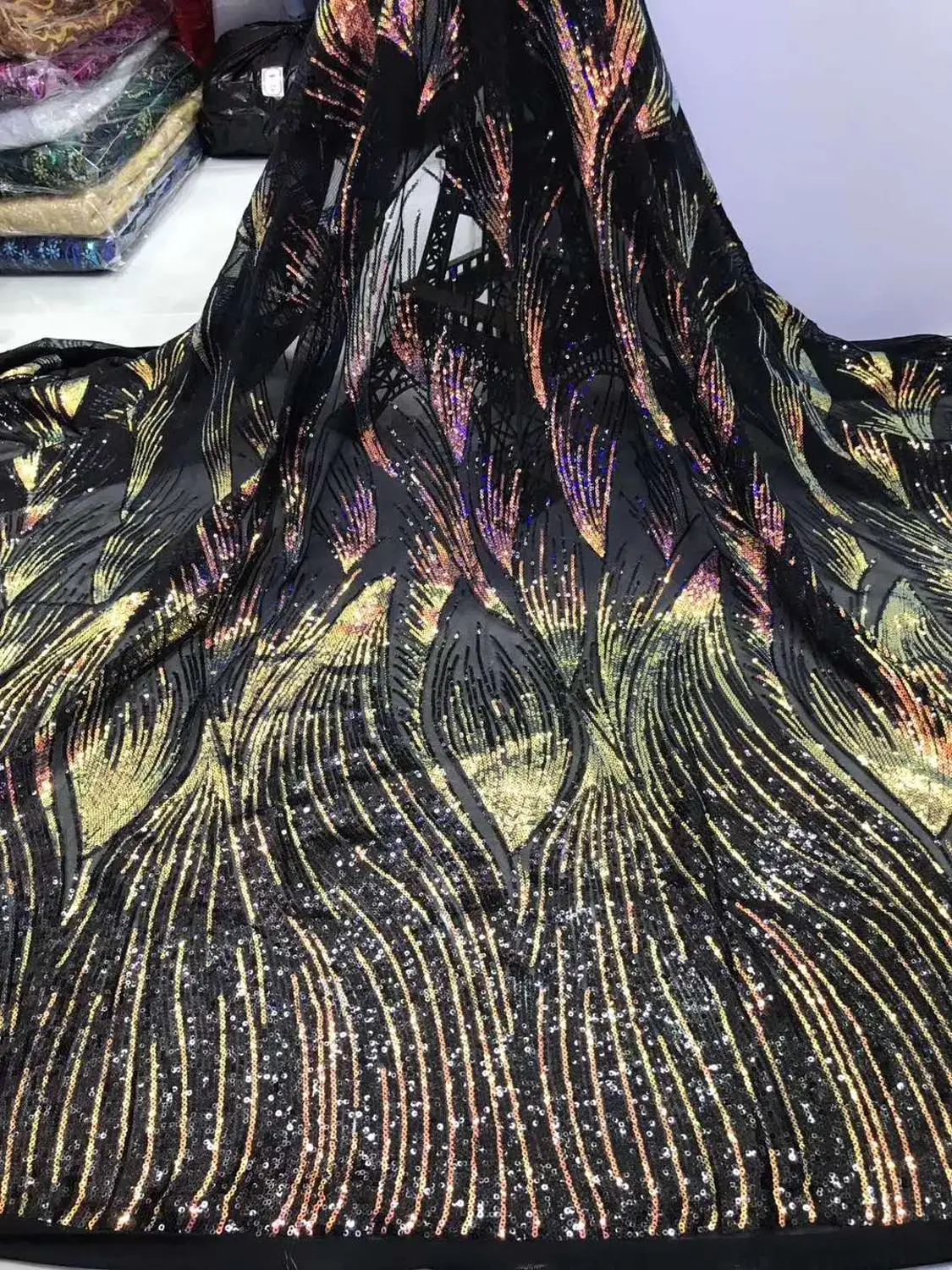 Лидер продаж Классическая ткань с блестками африканская вышивка французское