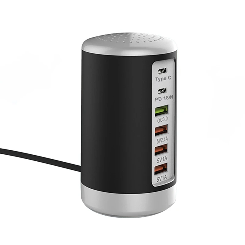 

NEW-65W USB Fast Charger HUB Quick Charge QC3.0 Multi 6 Port USB Type C PD Charger Charging Station US Plug