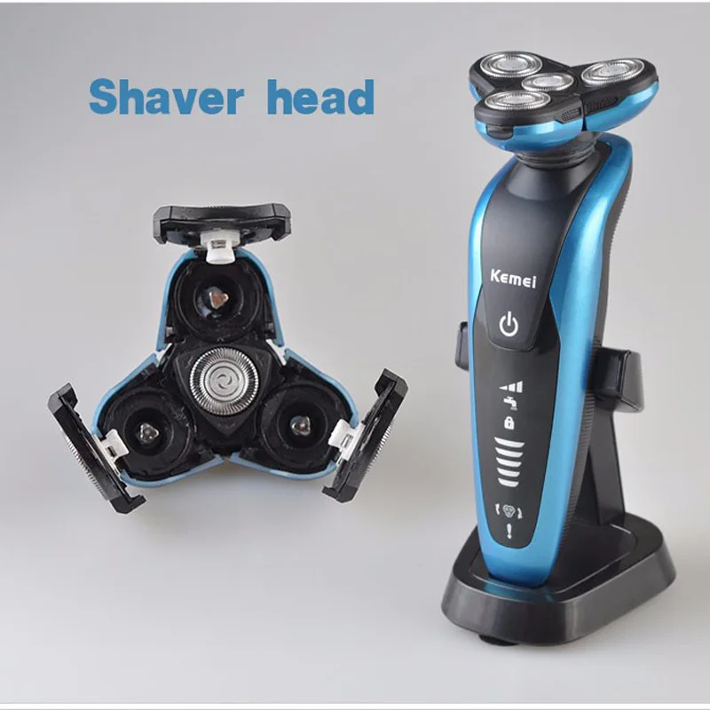 Электрический триммер для бороды Kemei мужчин бритва носа и лица моющаяся