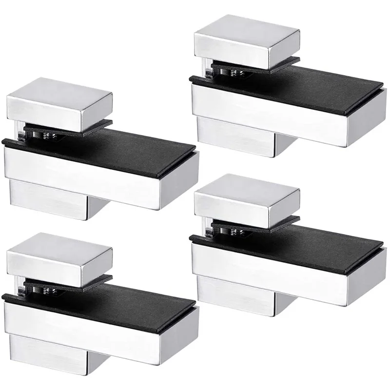 

Glass Shelf Bracket, Glass Clamp Solid Zinc Alloy Adjustable Wall Mount for 4-15mm Wood or Glass Shelves, 4Pcs