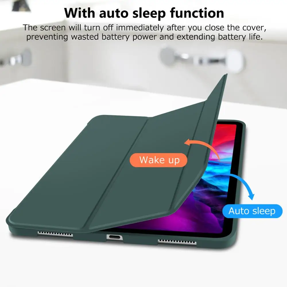 ZVRUA Чехол для iPad Pro 11 2020 & 2018 ультра тонкий PU кожаный умный чехол мягкий нового