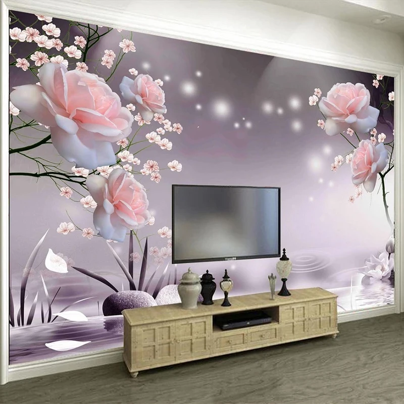 

Custom 3D Wall Mural Modern Rose Flowers Wallpaper Living Room TV Sofa Bedroom Romantic Home Decor Papel De Parede Sala Frescoes