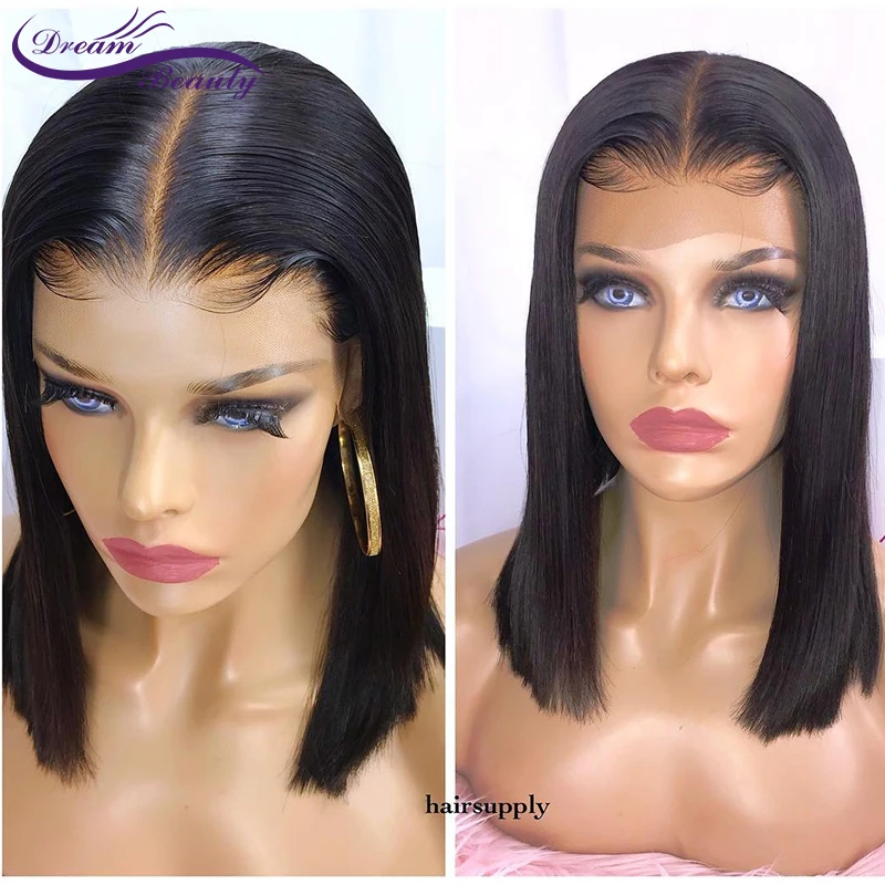 Dream beauty, перуанские человеческие волосы Remy, розовый цвет, передний кружевной парик, предварительно выщипанные волосы, прямые волосы с детскими волосами, бесклеевые парики