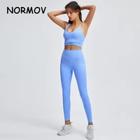 normov seamless sports set women high waist hip lift leggings gym shockproof bra sportswear elasticity activewear outfit suit