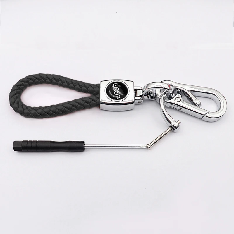 

key chain accessories fashion metal leather braided rope simple key ring suitable for jeep- Wrangler Grand Cherokee Renegade