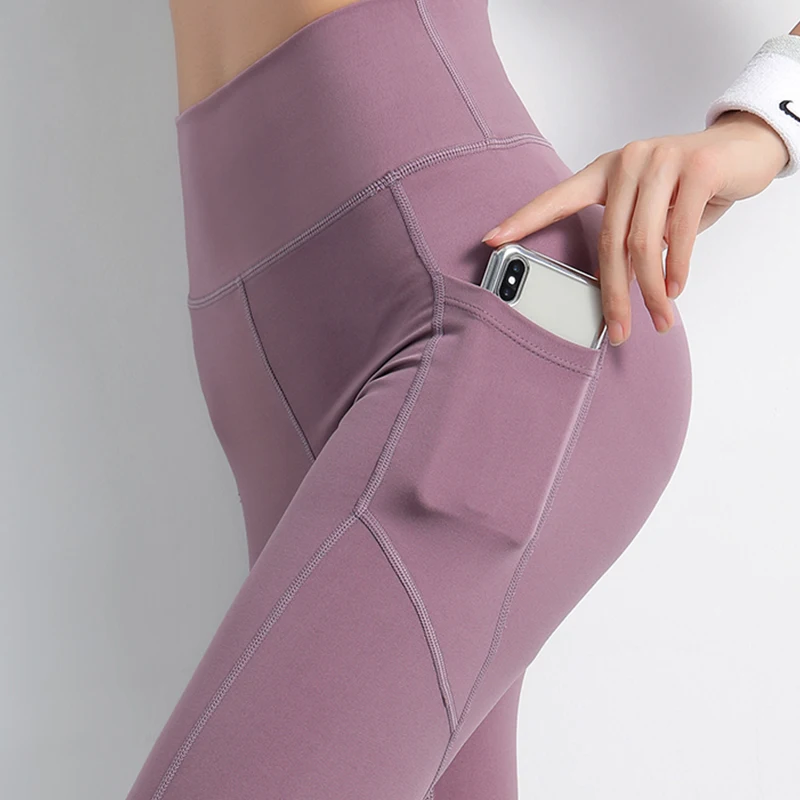 Однотонные сексуальные обтягивающие леггинсы с карманами женские штаны высокой