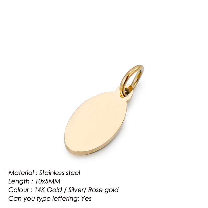 316L Нержавеющая Сталь Пользовательский логотип тег Простой Шарм для ожерелья