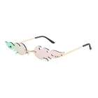 Солнечные очки без оправы UV400 женские, роскошные модные зеркальные солнечные, в металлической оправе, с защитой от огня и пламени