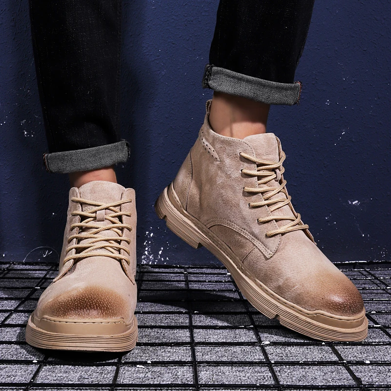 

Мужские повседневные высокие ботинки, мужская обувь, мужские ботинки, модные мужские кожаные ботинки для отдыха, Мужская популярная спорти...