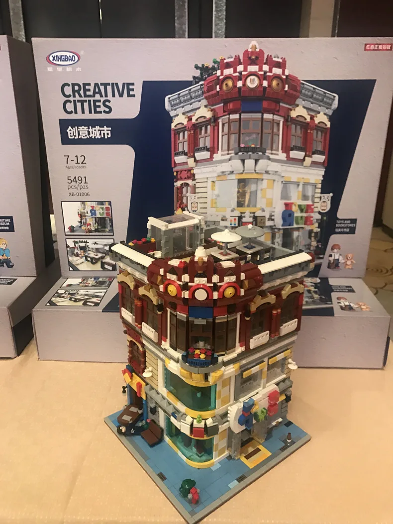 

XB01006 Creator City Street and Bookstore Model Brinquedos Building Blocks Set Kids Educational Gift Toys for Children Christmas