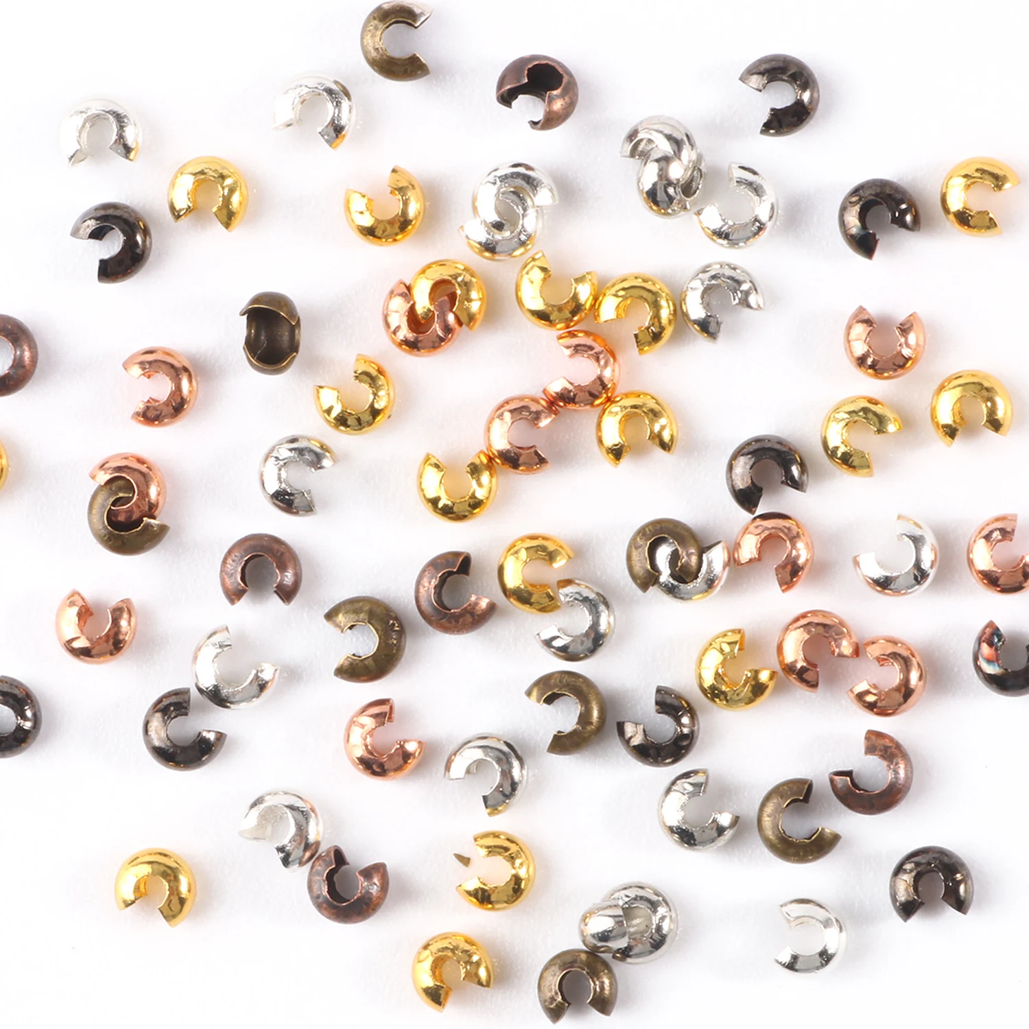 

100 шт./лот медные Круглые Обжимные концевые бусины 3 4 5 мм пробка разделитель бусины россыпью для изготовления ювелирных изделий DIY браслетов...