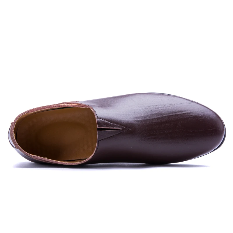 Мужские кожаные туфли без шнуровки коричневые деловые повседневные дышащая