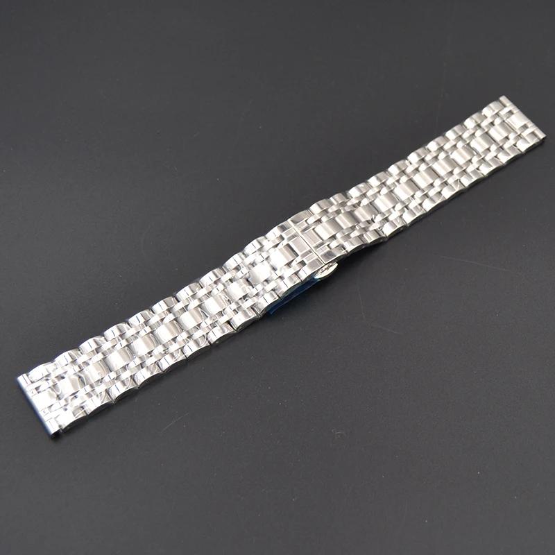 Ремешок для часов однотонный браслет из нержавеющей стали с серебристой