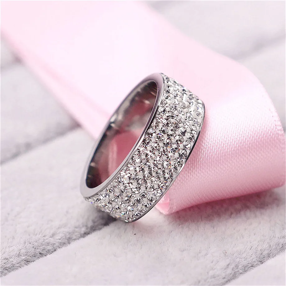 Хип-хоп ледяной Bling Полный горный хрусталь женщин s золотистое кольцо из нержавеющей стали кольца для мужчин женщин бижутерия Анель