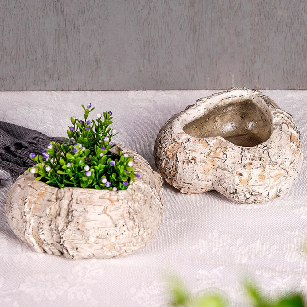 

1pc Green Plant Flowerpot Cement Succulent Flowerpot Gardening Supply (Brown)