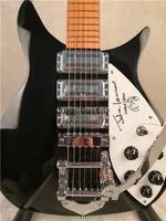john lennon 325 short scale 527mm 6 string black electric guitar bigs tremolo gloss paint fingerboard 5 degree angle headstock