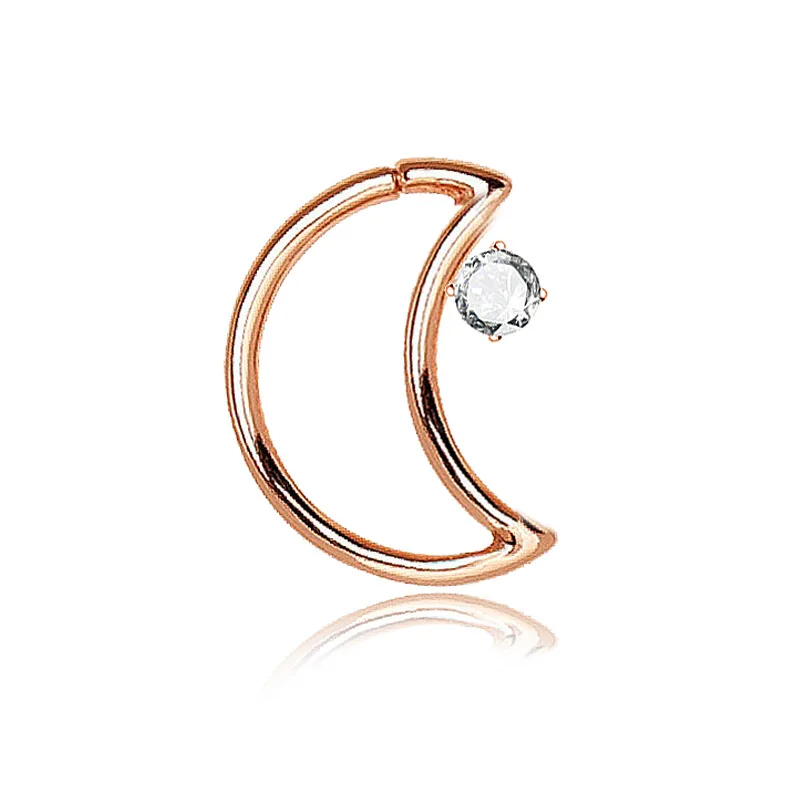 B 1 шт. сегмент Циркон луна нос кольцо для пирсинга Daith Helix Rook Пирсинг Уха Пирсинг для носовой перегородки Кольца Ушной Хрящ Пирсинг - Окраска металла: B