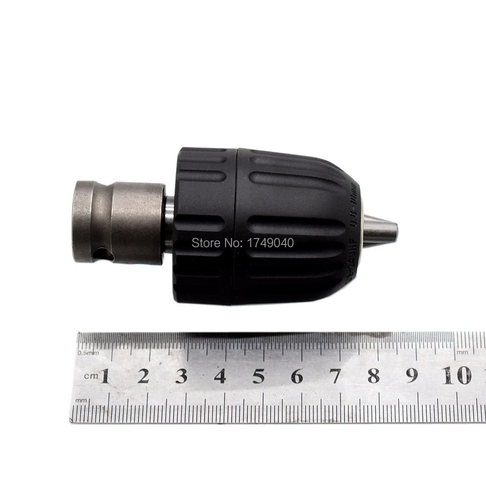 

Drill Chuck 0.8mm to 10mm Keyless Drill Bit Chuck Thread 3/8in 24UNF with 1/2" Square Socket Adaptor for Impact Electric Drill