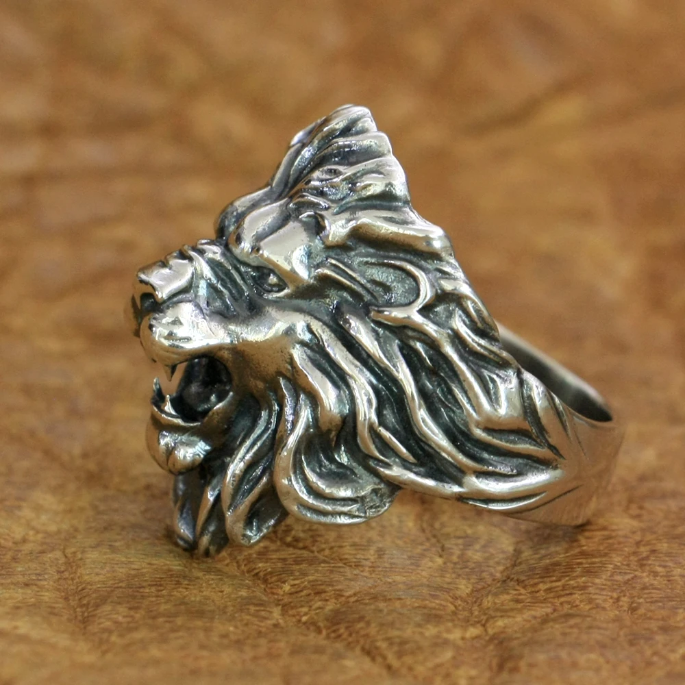 Кольцо King of Lion 925 пробы Серебряное мужское байкерское кольцо в стиле панк-рок TA191