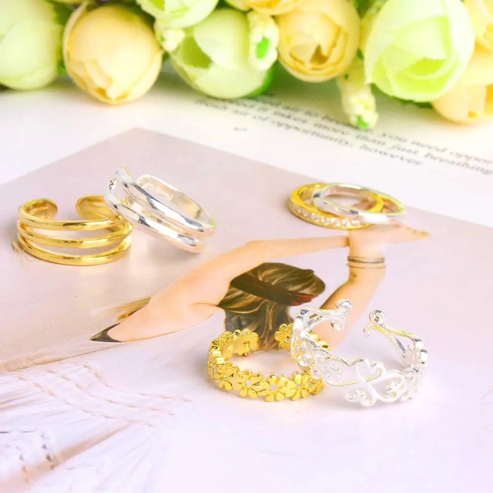 Женские кольца серебряного цвета с открытым носком регулируемые сустав пальцев