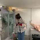 Женская куртка из искусственного меха, короткая зимняя Свободная куртка из овечьей шерсти с леопардовым принтом