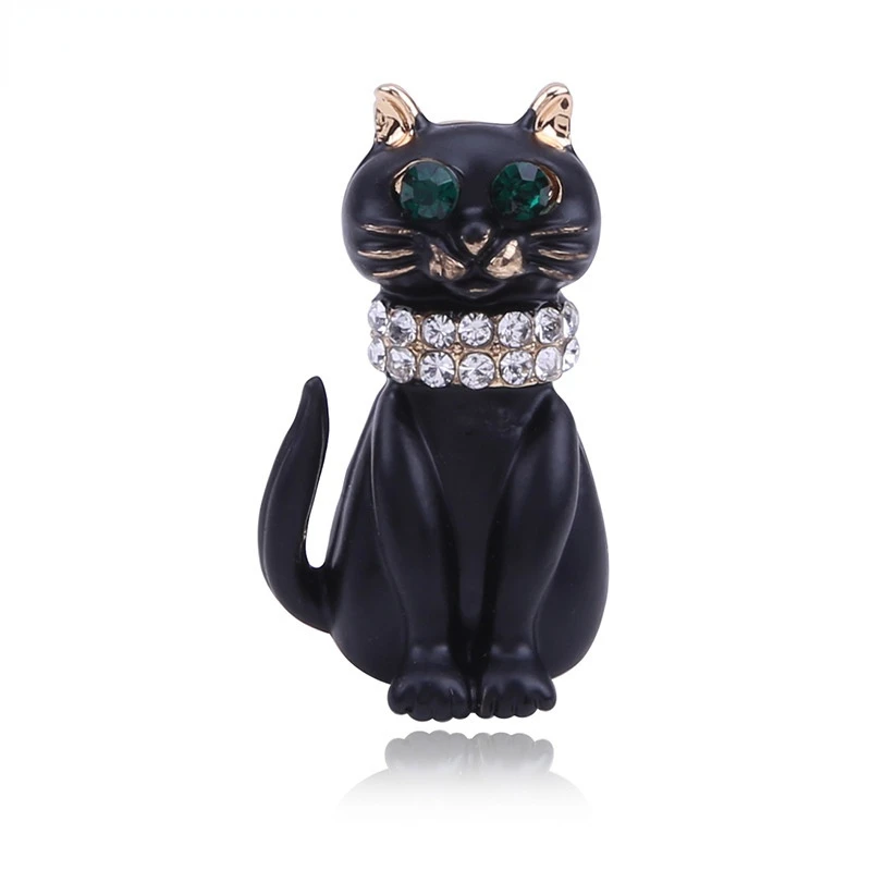 

Blucome Drip Cat Brooch 2021 New Alloy Diamond Cartoon Corsage Clothing Accessories Fashion Pin