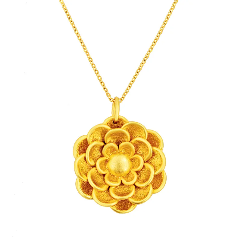 

Vietnam sand gold 24k gold auspicious clouds safe buckle pendant female copper gilded jewelry necklace accessories