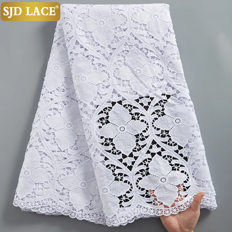 

SJD LACE African Lace Fabric Caramel High Quality Sequins Water Soluble Guipure Cord Fabric 5Yards Bridal Materials Sewing A2411