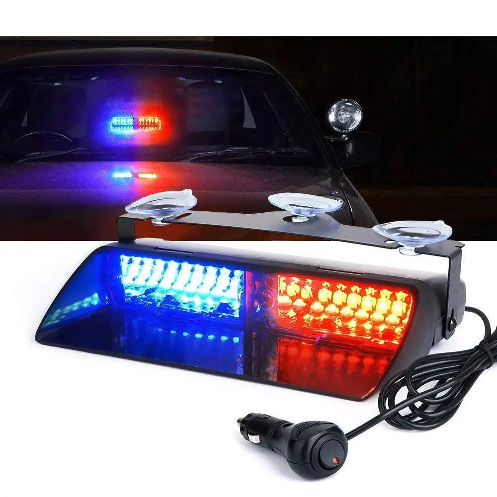 

16LED Police Lights Car LED Strobe Light 12V Red/Blue Amber/White Windshield Warning Light Signal Lamps Flash Dash Emergency