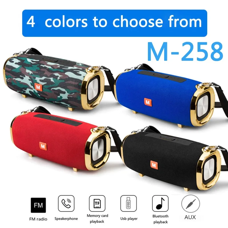 

M258 Portable Wireless Bluetooth Speakers 50W High Power Soundbar HiFi Subwoofer stereo For Smart Phone Radio Music Center Sound