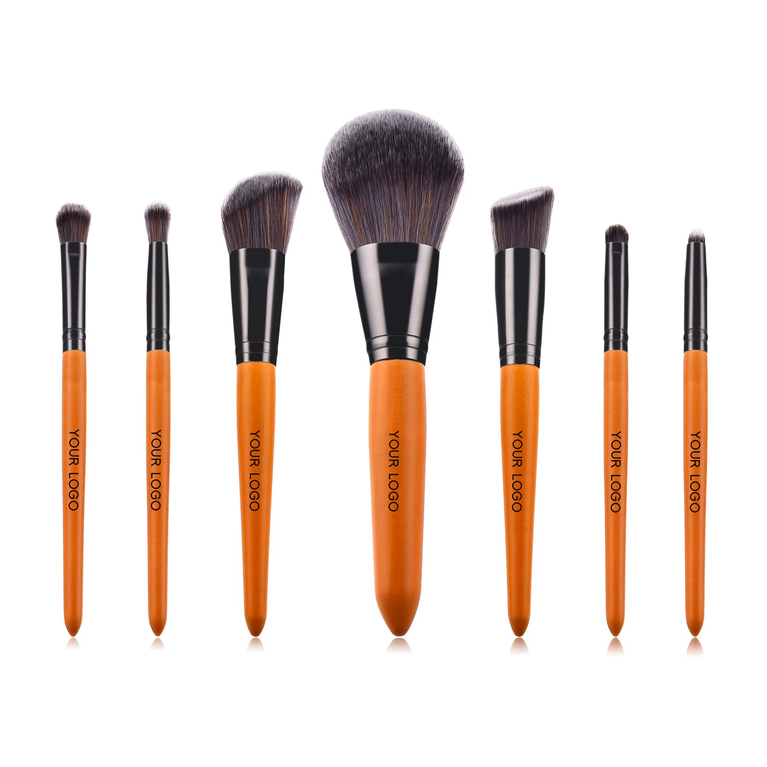 High Quality 7 Pcs Wood Handle Colorful Hair Foundation Powder Brush Eye Shadow Brush Customized Logo Makeup Brushes Set