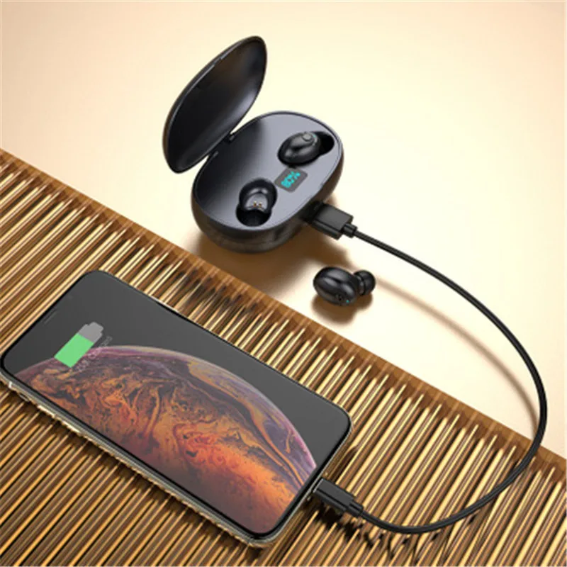 Wireless Bluetooth 5.0 noise cancelling earphones charging in-ear earbuds IPX5 Sports Waterproof Microphones headsets | Электроника