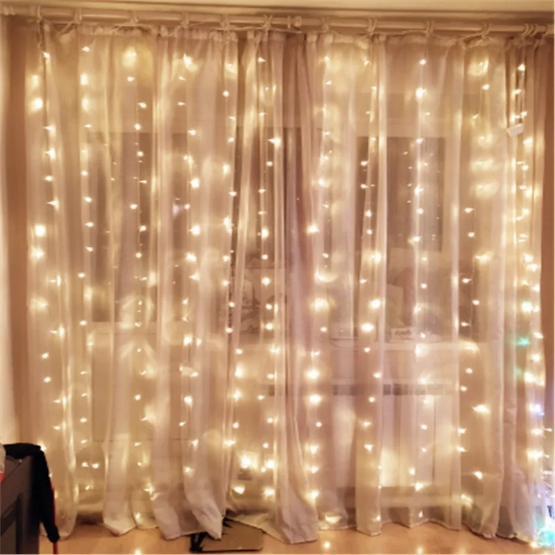 

4pcs 4*2.5M LED Curtain Garland on Window Christmas Lights Fairy icicle string light New Year Holiday Home Wedding Decorations