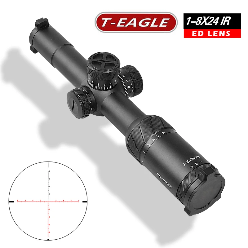 TEAGLE ED 1-8x24 IR Lange Eye Relief охотничий прицел тактический оптический прицел Verlichte Red Rifle Scope fit 30-06 308 AR1