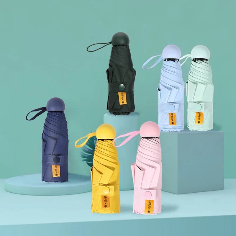

8 Bone Mini Sunscreen Capsule Umbrella Rain and Sun Dual-Purpose Sun Umbrella Ultra-light Portable Mini Folding Sunshade