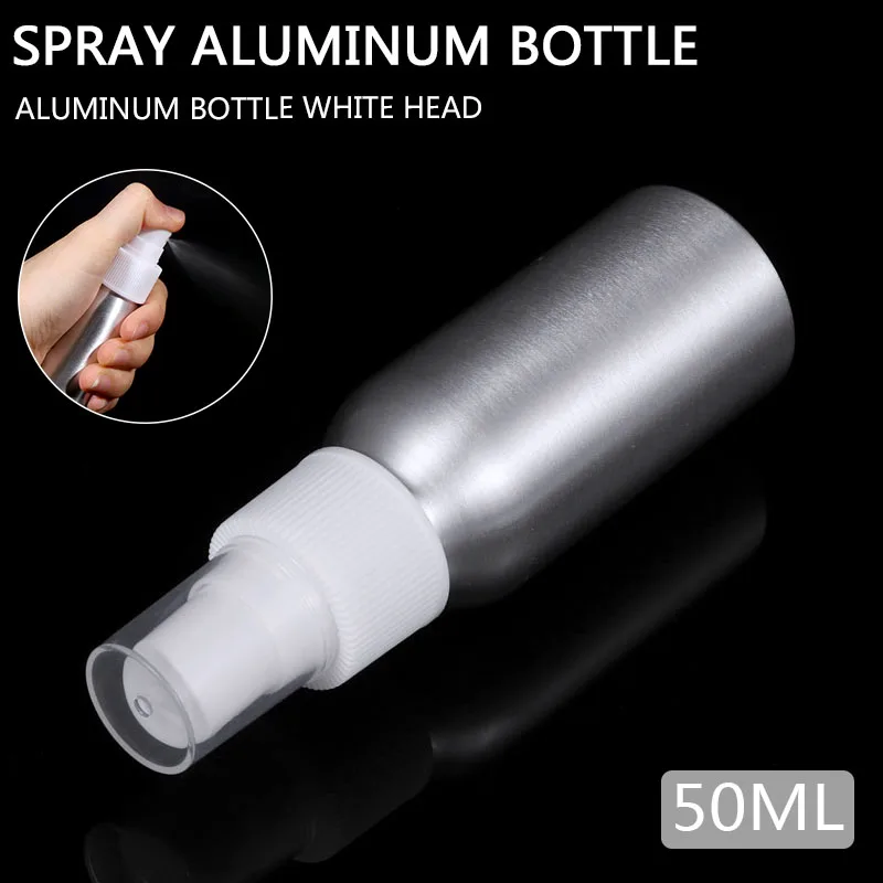 

1pc Spray Aluminum Bottle 50ml/100ml Empty Refillable Pump Spray Aluminum Bottle Travel Perfume Packing Container Bottles