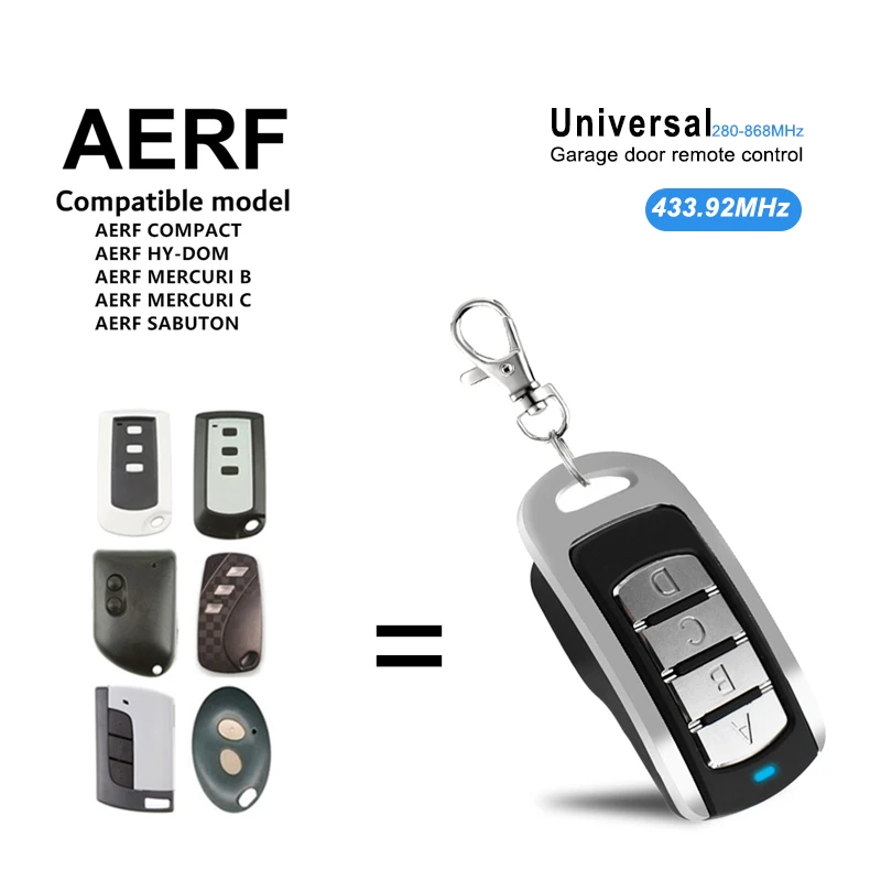 

AERF remote garage door clone For MERCURI C COMPACT HY-DOM SATURN rolling code remote control duplicator 433.92MHz gate opener